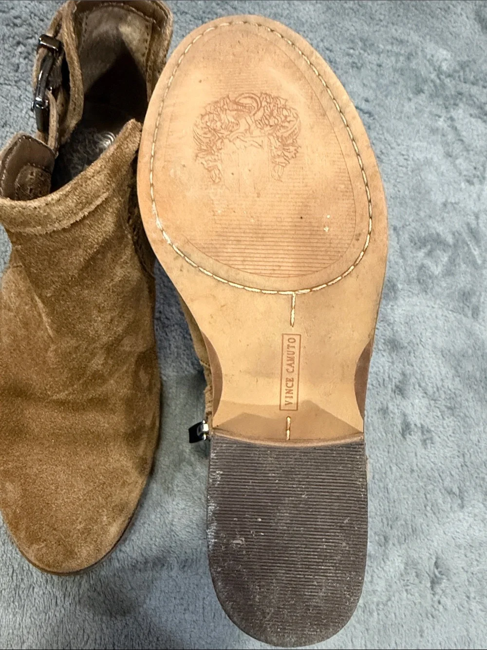 Vince Camuto Chestnut Suede Ankle Booties with Side Zip